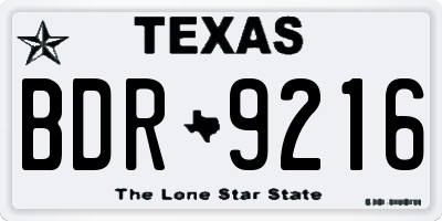 TX license plate BDR9216