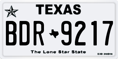 TX license plate BDR9217