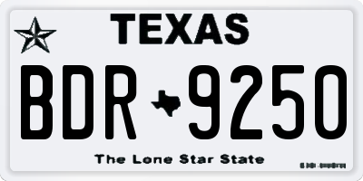TX license plate BDR9250
