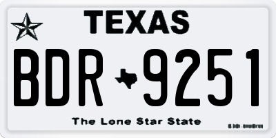 TX license plate BDR9251