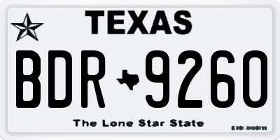 TX license plate BDR9260