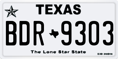 TX license plate BDR9303