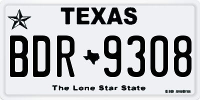 TX license plate BDR9308