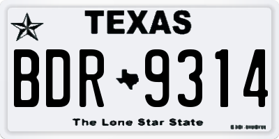 TX license plate BDR9314