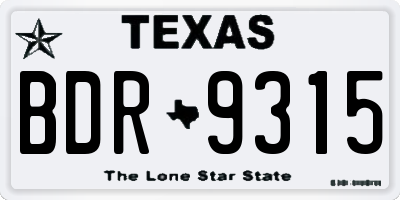 TX license plate BDR9315
