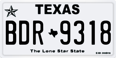 TX license plate BDR9318
