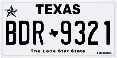 TX license plate BDR9321