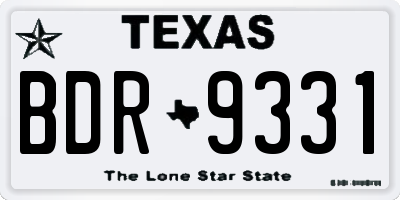 TX license plate BDR9331