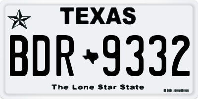 TX license plate BDR9332
