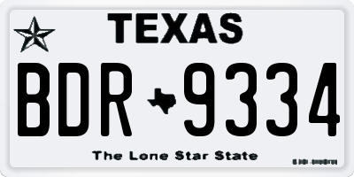 TX license plate BDR9334