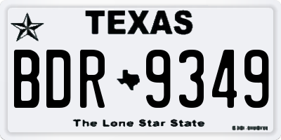 TX license plate BDR9349
