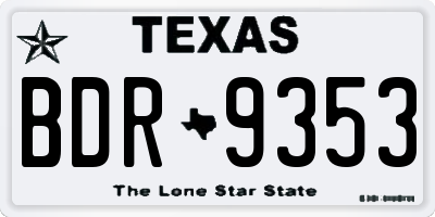 TX license plate BDR9353