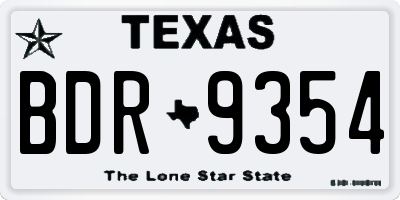 TX license plate BDR9354
