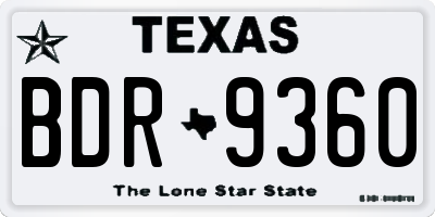 TX license plate BDR9360