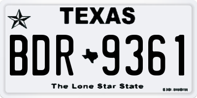TX license plate BDR9361