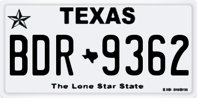 TX license plate BDR9362