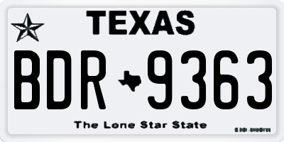 TX license plate BDR9363