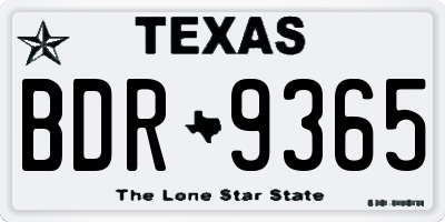 TX license plate BDR9365
