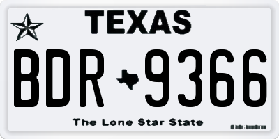 TX license plate BDR9366