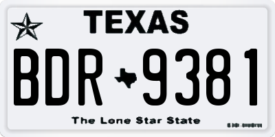 TX license plate BDR9381