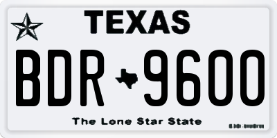 TX license plate BDR9600