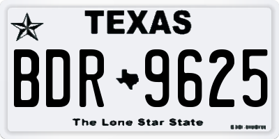 TX license plate BDR9625