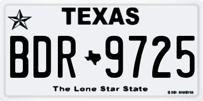TX license plate BDR9725