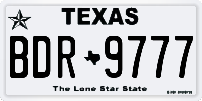TX license plate BDR9777