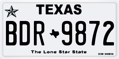 TX license plate BDR9872