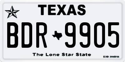 TX license plate BDR9905