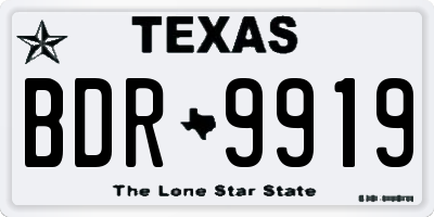 TX license plate BDR9919