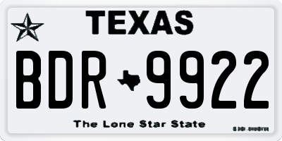 TX license plate BDR9922