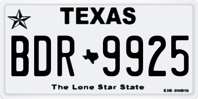 TX license plate BDR9925
