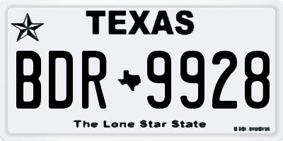 TX license plate BDR9928
