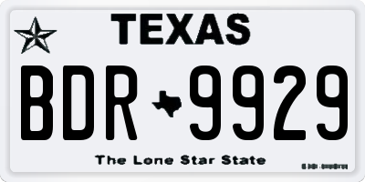 TX license plate BDR9929