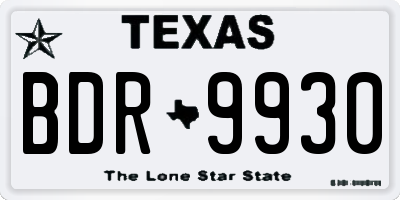 TX license plate BDR9930