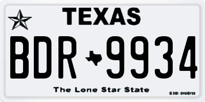 TX license plate BDR9934
