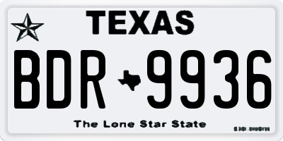 TX license plate BDR9936