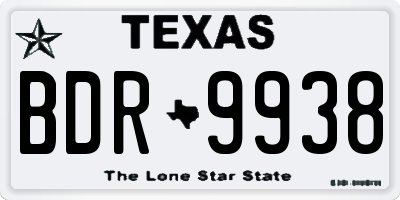 TX license plate BDR9938