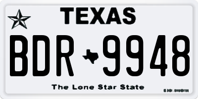 TX license plate BDR9948