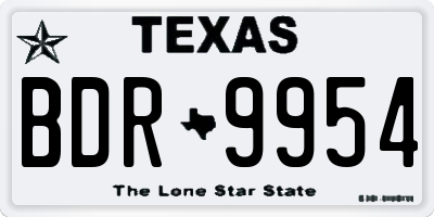 TX license plate BDR9954