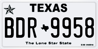 TX license plate BDR9958