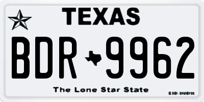 TX license plate BDR9962