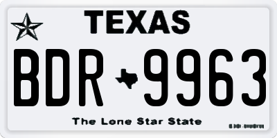 TX license plate BDR9963