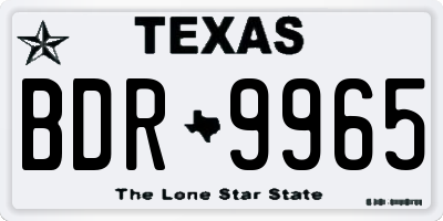 TX license plate BDR9965