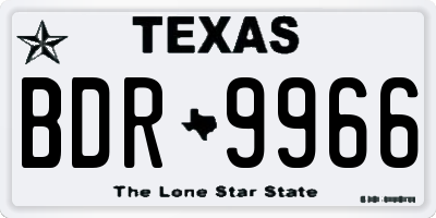 TX license plate BDR9966