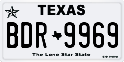 TX license plate BDR9969