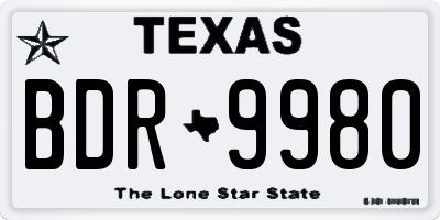 TX license plate BDR9980