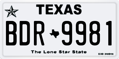 TX license plate BDR9981