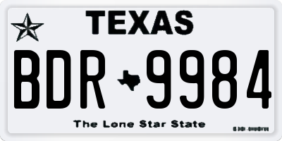 TX license plate BDR9984
